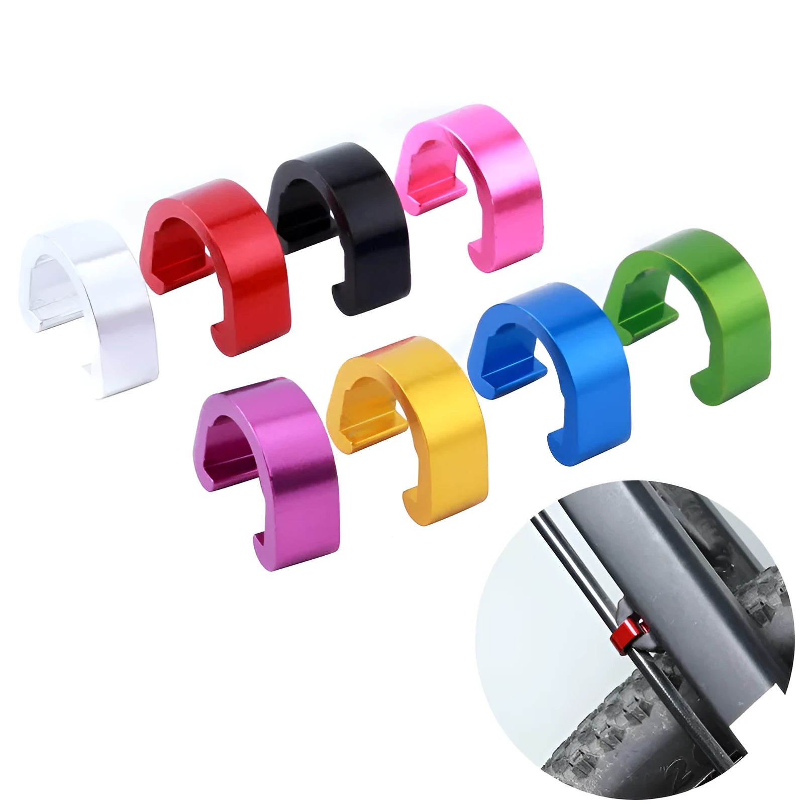 Aluminium alloy C-shaped buckle in multiple colours, dimensions 10.2mm by 13mm by 5mm.