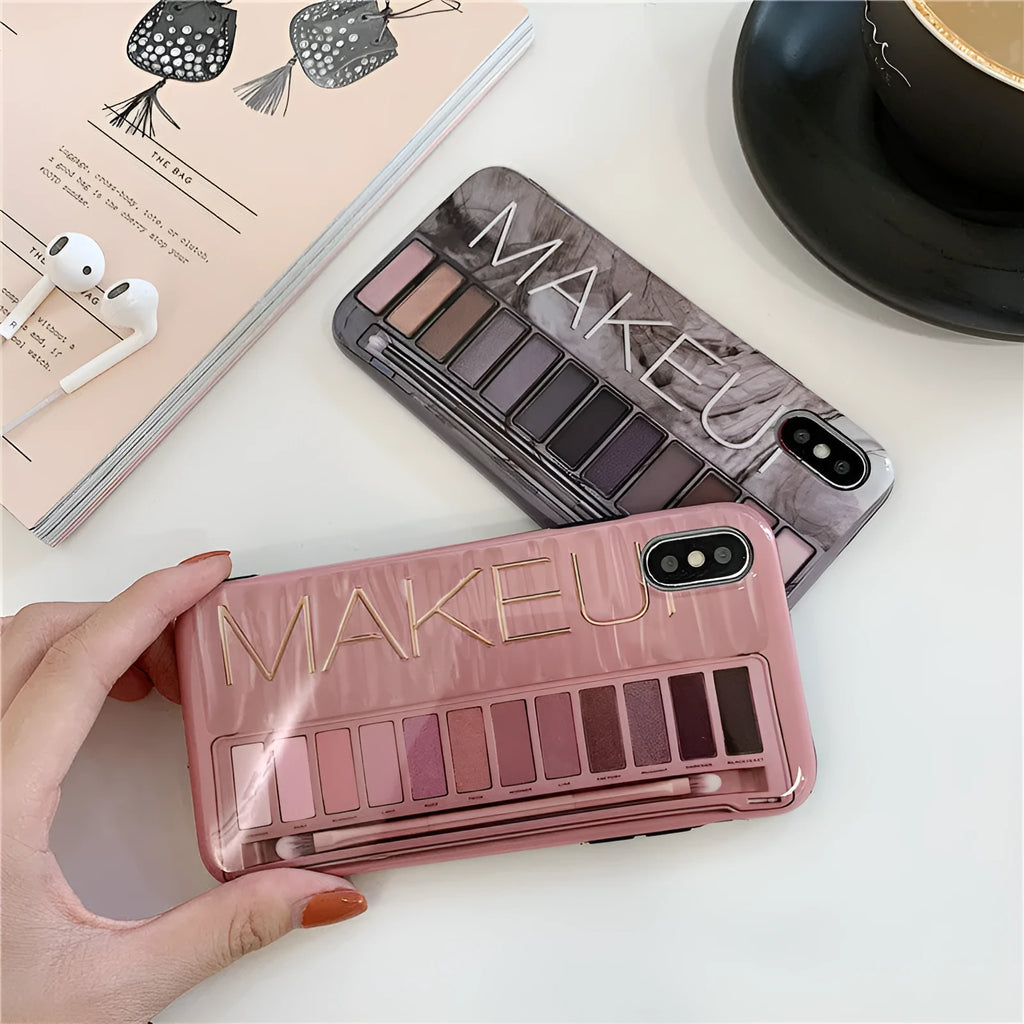 Silicone iPhone case with an eye shadow design in Flesh colour.