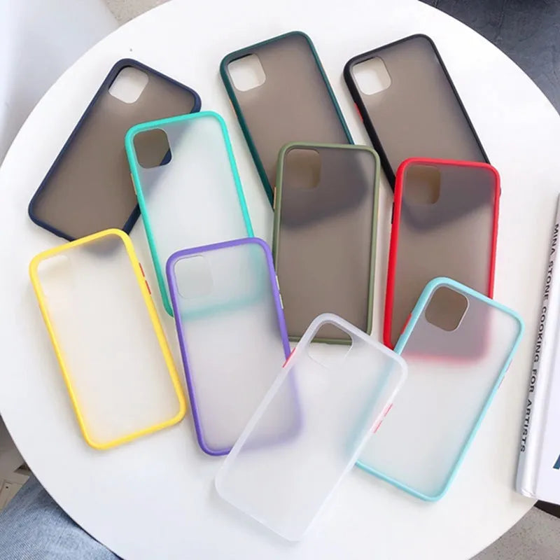 Frosted silicone phone case in black fitted onto an iPhone, with soft matte texture and slim profile