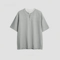 Loose cotton blend pullover top with patchwork design in solid colours
