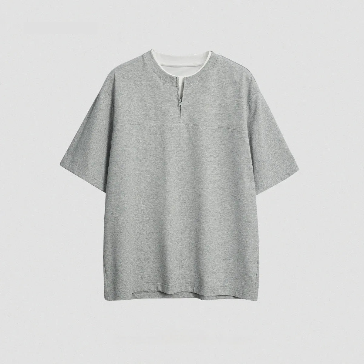 Loose cotton blend pullover top with patchwork design in solid colours