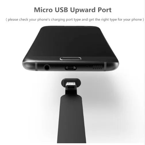 L bend gaming phone cable with 90 degree angle and suction cup attachment for mobile gaming