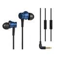 Piston wired in-ear headphones with 3.5mm plug in black, blue, and red colour options