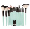 MAANGE 18-piece makeup brush set with varied brush heads including fan-shaped cosmetic tools