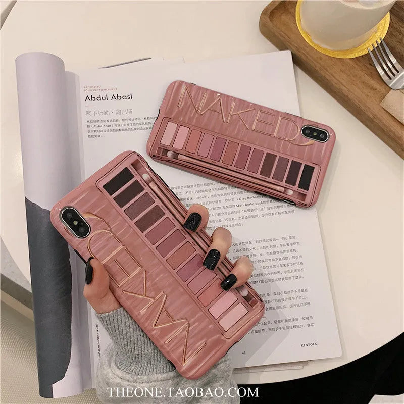 Silicone iPhone case with an eye shadow design in Flesh colour.