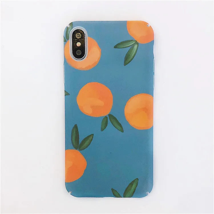 Orange plastic iPhone case with water and blue background motif