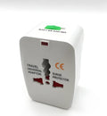 Universal travel plug adapter for multi-country device charging with compact 73x50x39mm dimensions