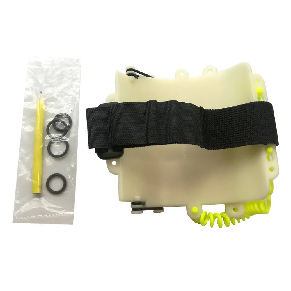 White luminous underwater writing slate wristboard for scuba diving with pencil and spare O-ring
