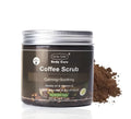 Coconut oil coffee scrub in a jar with natural exfoliating granules for deep cleansing and cellulite reduction