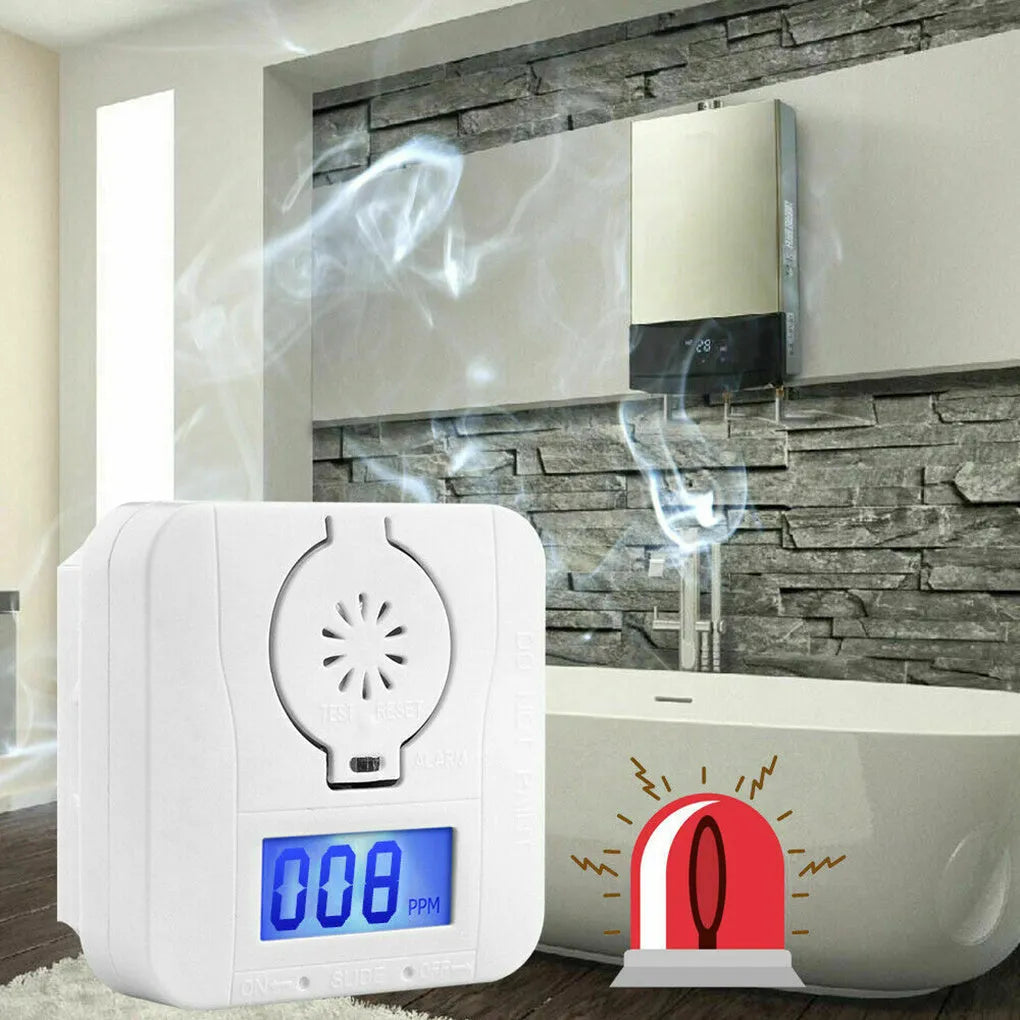 White wireless carbon monoxide alarm unit designed for wall mounting.
