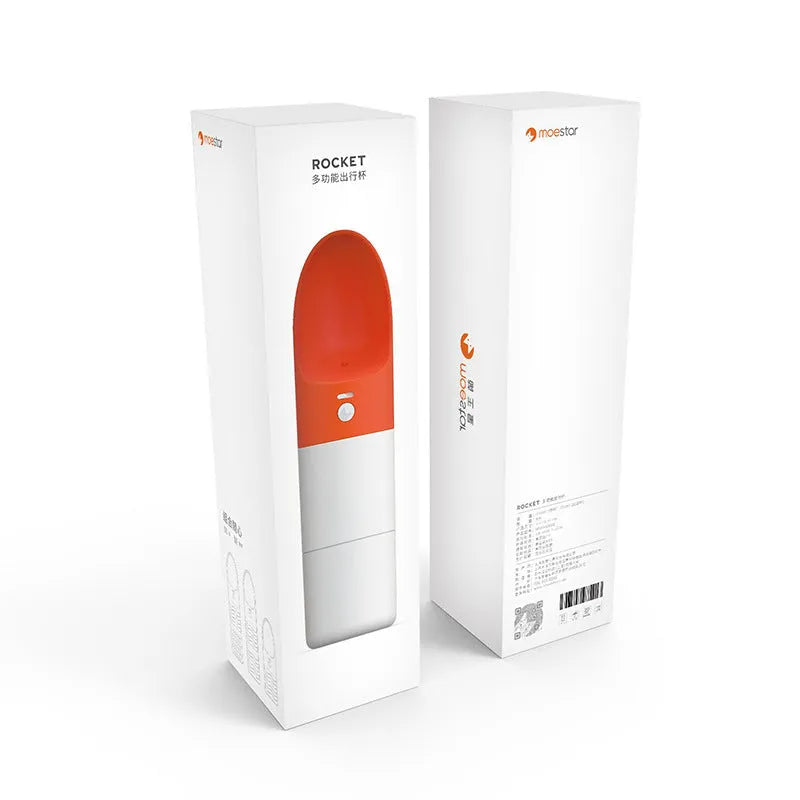 Moestar Rocket pet drinking cup in white grey colour with 270ml capacity and one-button lock