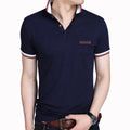 Men's lapel short sleeve T-shirt in 100% combed cotton with geometric collage print, black colour option