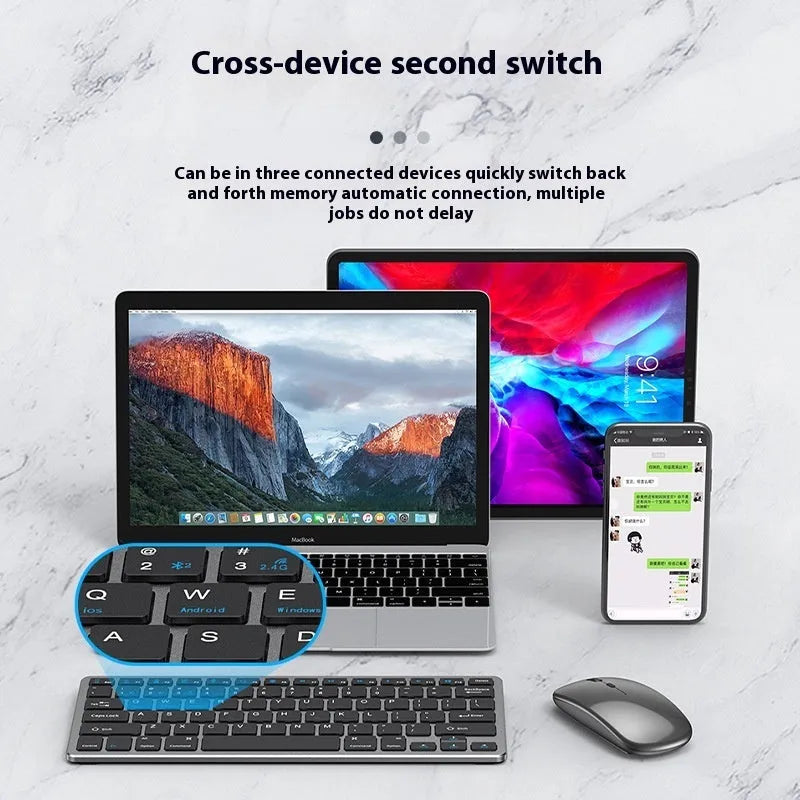 Ultra-thin wireless keyboard and mouse combo in black, silver, or gun colour with receiver and keyboard cover