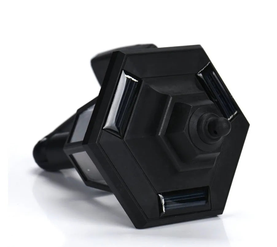 Black hexagonal solar wall lamp with automatic sensor for outdoor garden lighting