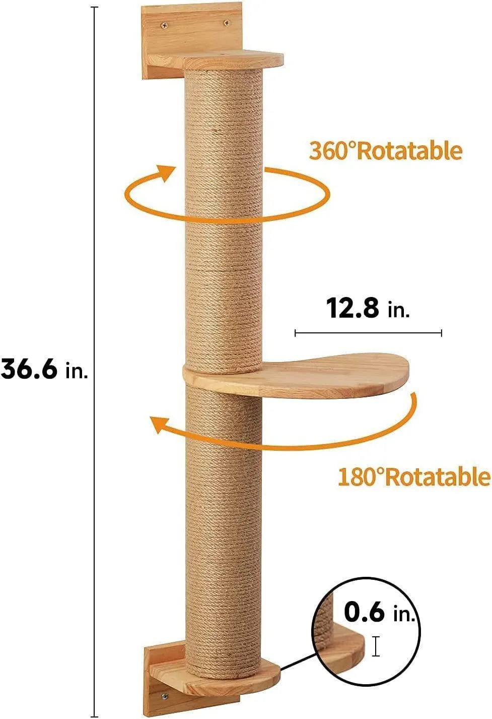 Wooden cat climbing frame mounted on wall with natural wood colour finish