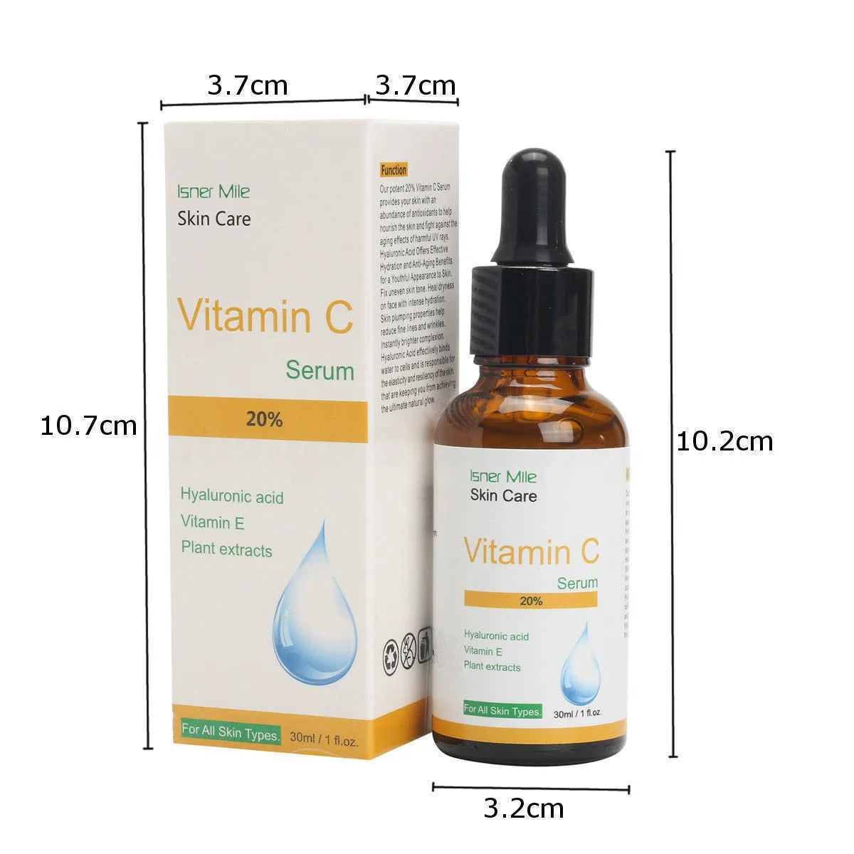 30ml vitamin C undiluted serum bottle for brightening dull, uneven skin
