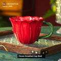 Ceramic breakfast cup with floral pattern, 500ml capacity, available in red or purple