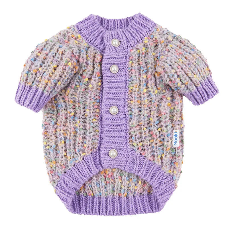 Purple dog cardigan sweater for large breeds in XL and XXL sizes