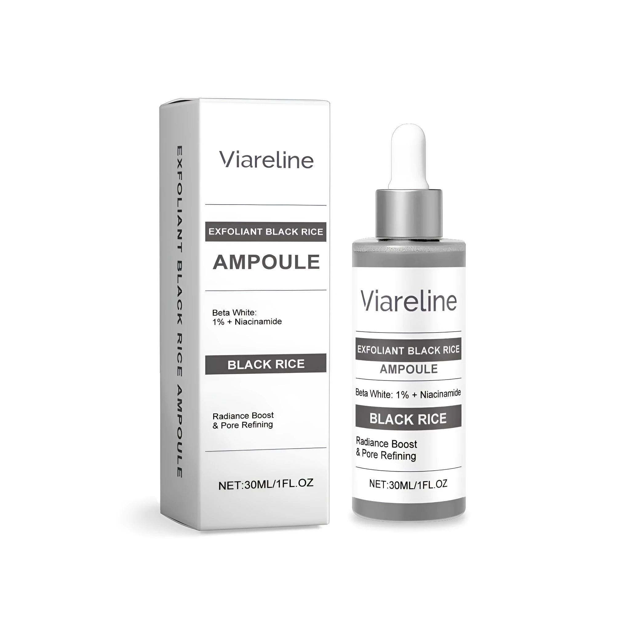 30ml bottle of Exfoliating Black Rice Liquid serum for skincare.