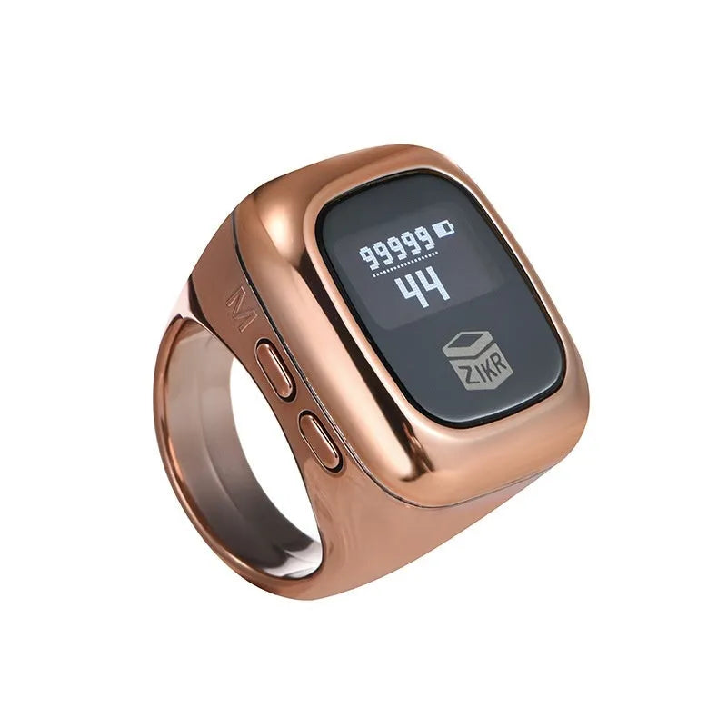 Al-fatiha electronic prayer counter with LED display in black, silver, rose gold, wine red, green, or space gray finish.