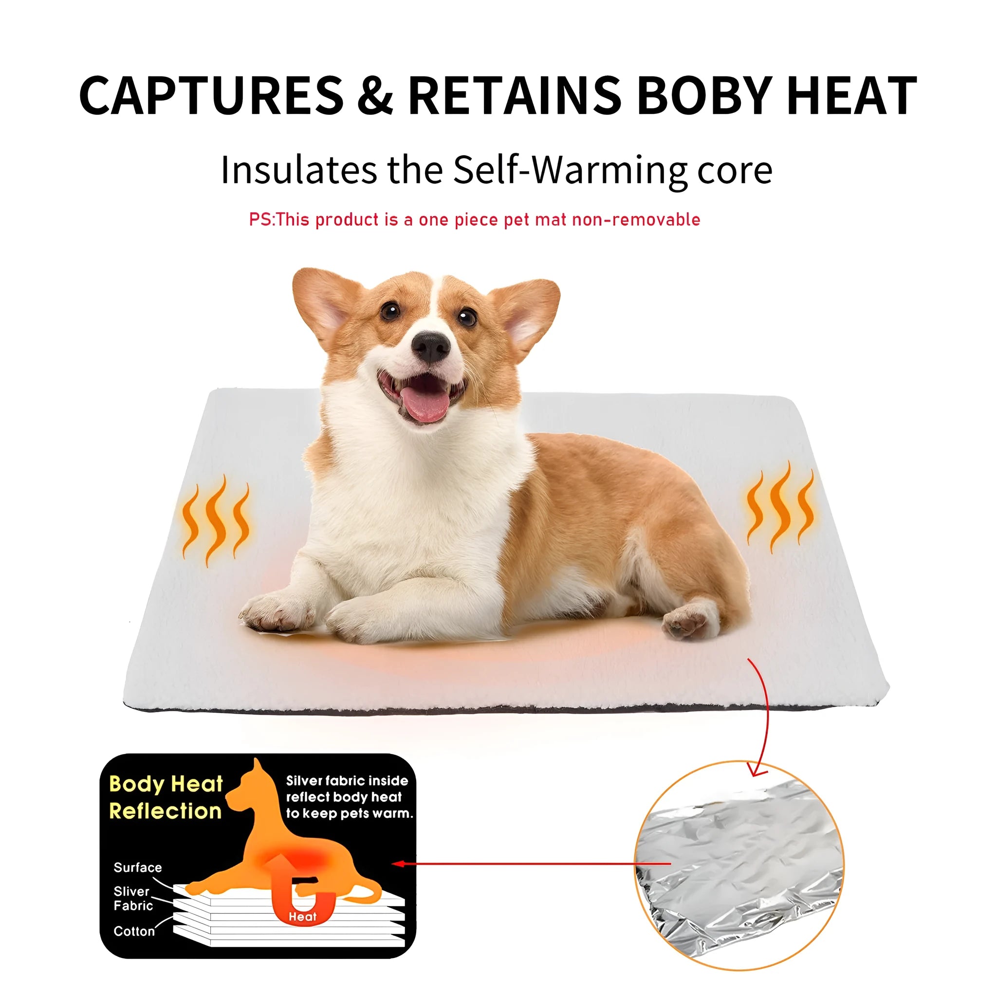 Self-heating plush pet pad for cats available in three colours and two sizes