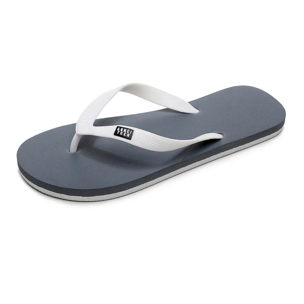 Men's black flip-flop slippers with EVA upper and rubber sole on a plain background.