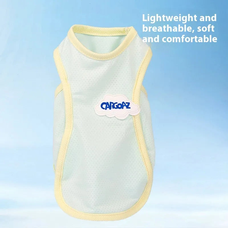 Grass green lightweight polyester vest for a cat, shown in a sport style.