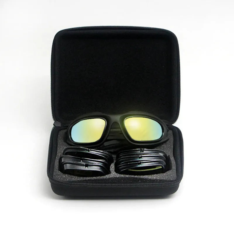 Polarized tactical sports sunglasses with a full-rim frame for outdoor cycling.