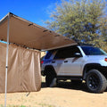 Two-bedroom camping tent with aluminium poles set up outdoors