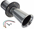 Black 12V universal replacement car horn with silver finish for automotive use