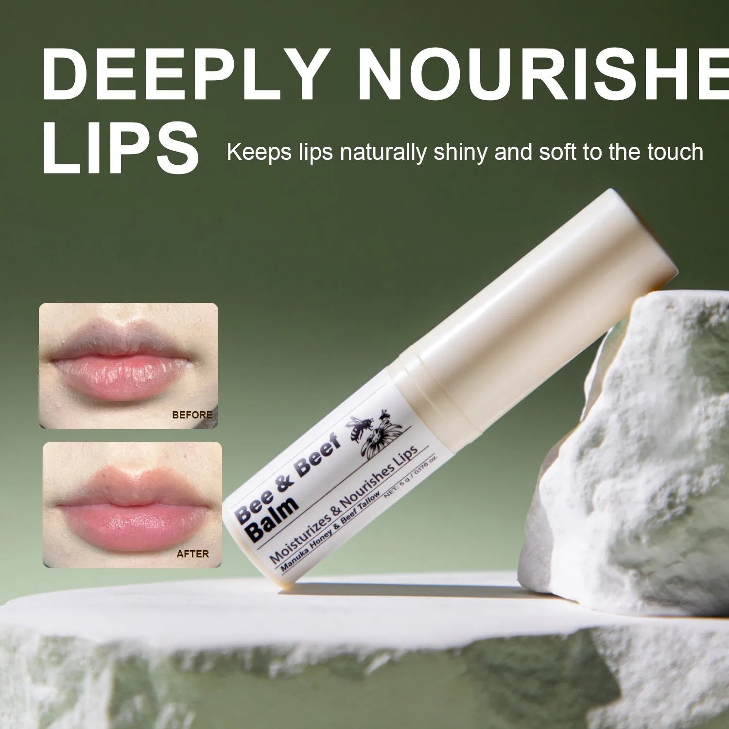 Beef Fat Lip Balm tin with organic butter, 5g content, style FPB020.