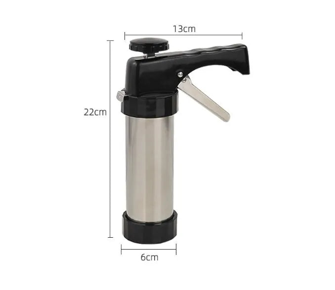 Stainless steel biscuit press machine with cookie moulds and pastry nozzles for baking