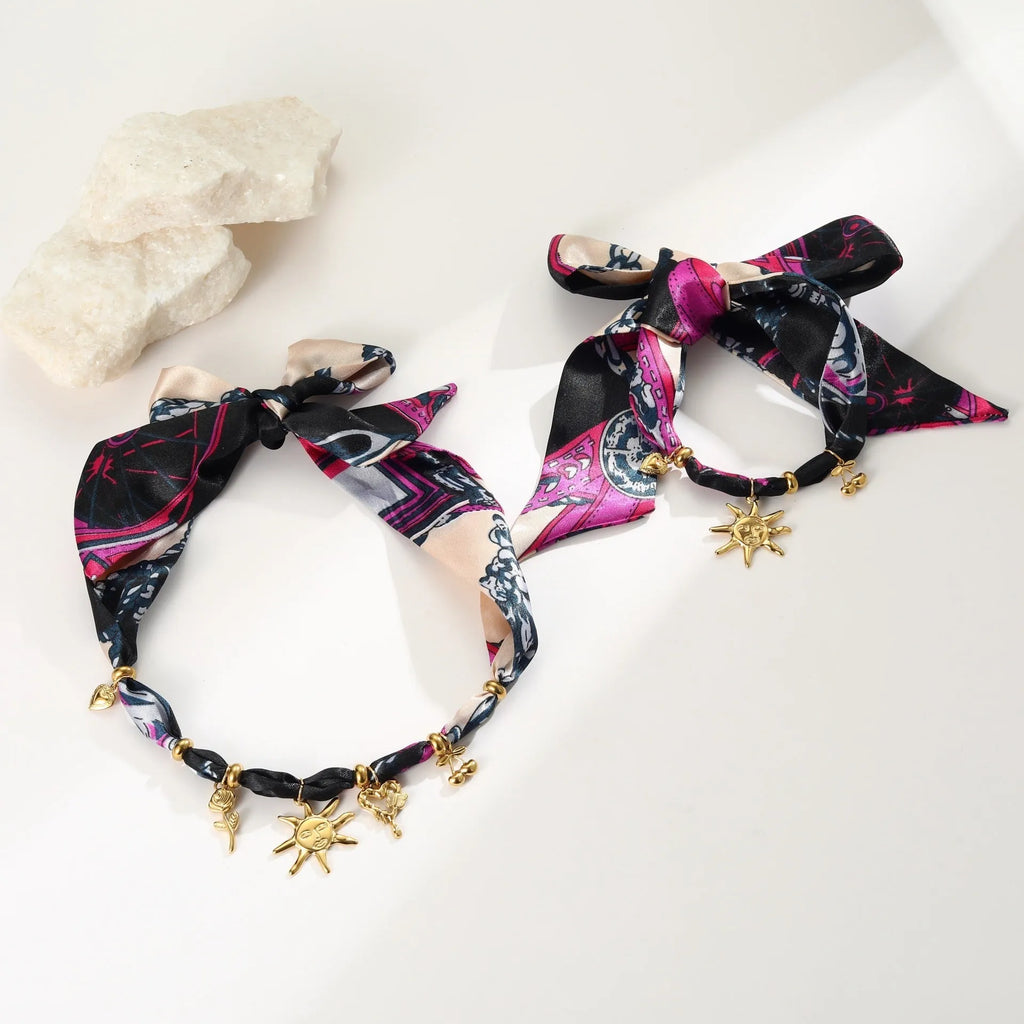 Geometric pendant necklace or bracelet with 18K gold plating on stainless steel, adjustable 41-50cm