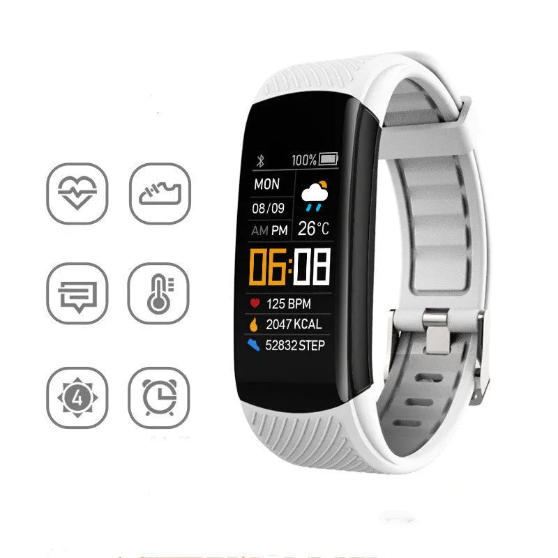 Adult TPU sports pedometer bracelet with coloured strap and 0.96-inch screen.