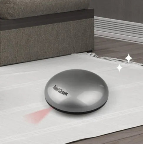 Silver compact automatic floor sweeper robot for spaces up to 70 square metres