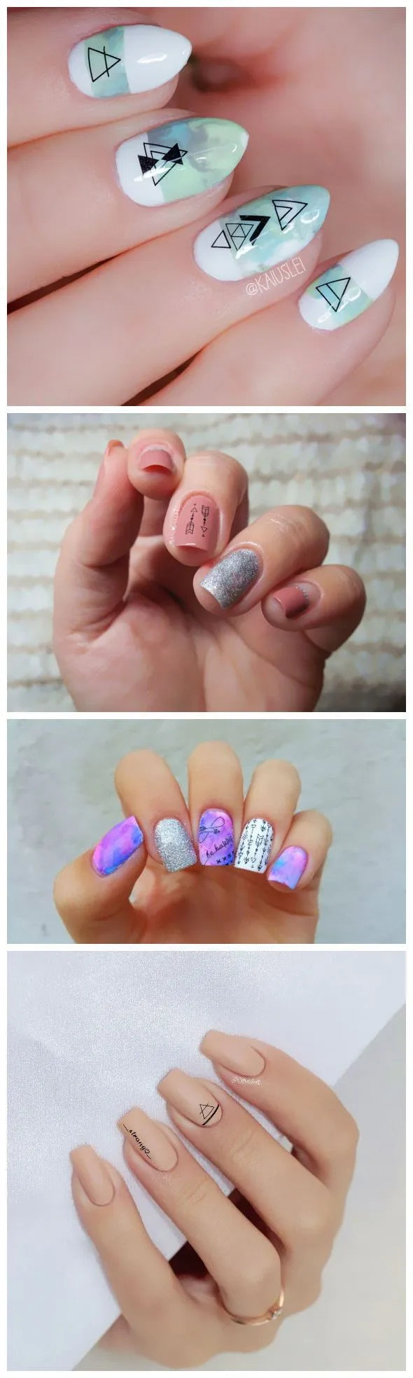 Geometric DIY art nail polish stickers in colour DC306, self-adhesive nail wraps for creative manicure