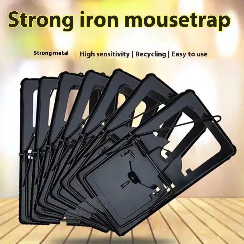 Automatic metal and plastic mouse cage trap shown in small, medium, and large sizes.