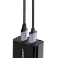 Ugreen black nylon braided USB Type-C to USB-A fast charging cable with alloy connectors.
