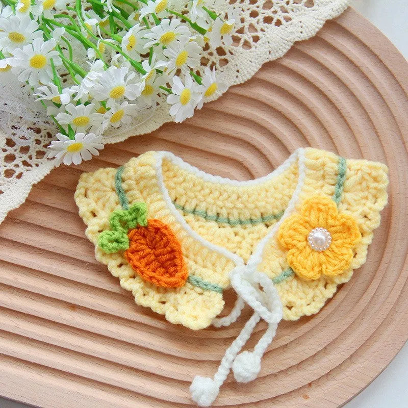 Handmade embroidery dog collar scarf in cotton thread with decorative design for small dogs