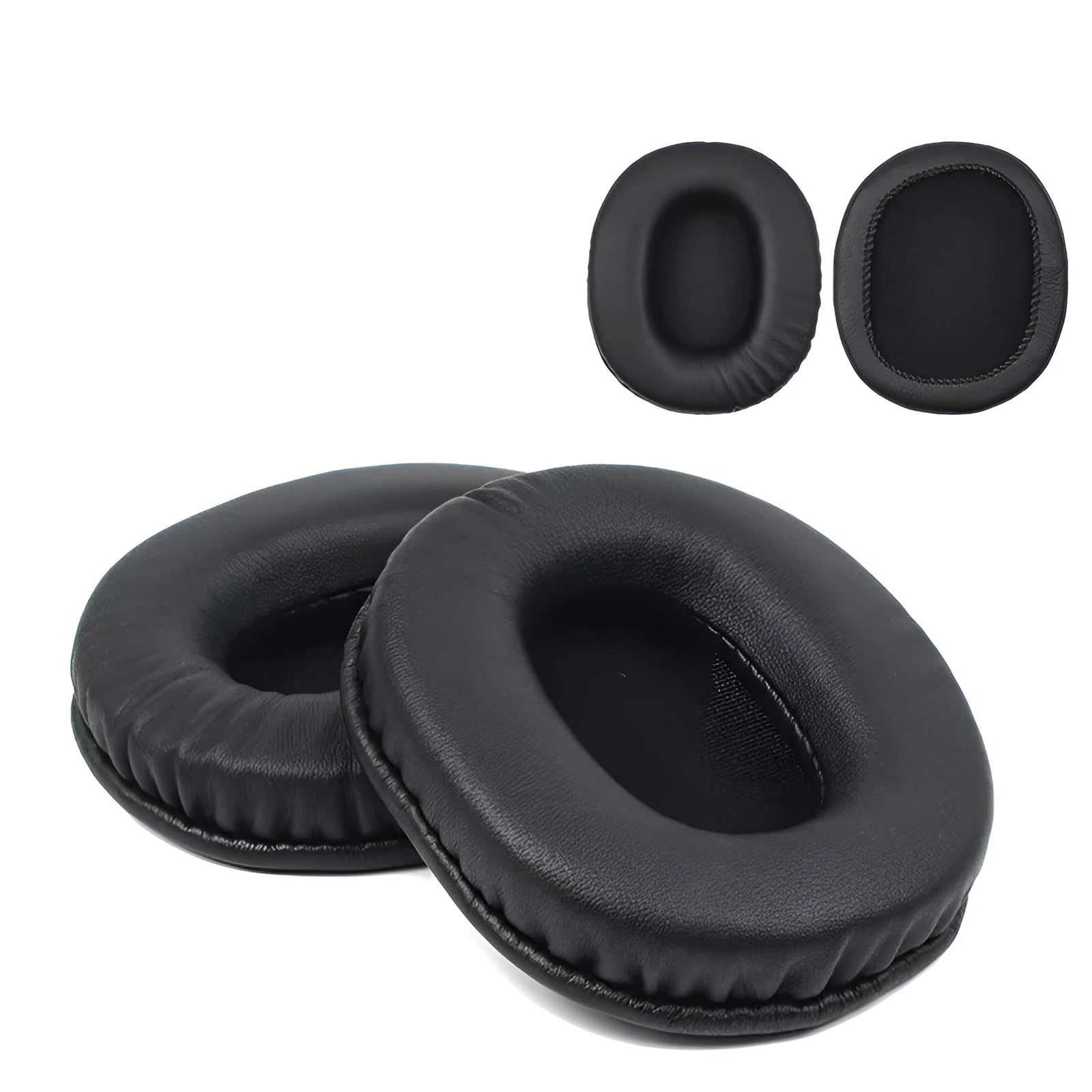 Black PU leather replacement earpad covers for Sony MDR-1R headphones, shown as a set of two.