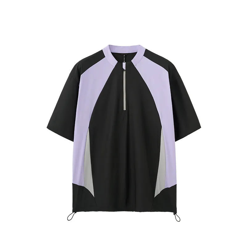 Men's lightweight polyester casual top in black and beige colour options with long and short sleeve variations