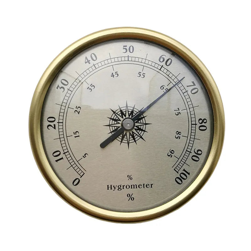 Analogue dial thermometer and hygrometer with aluminium ring for indoor outdoor use