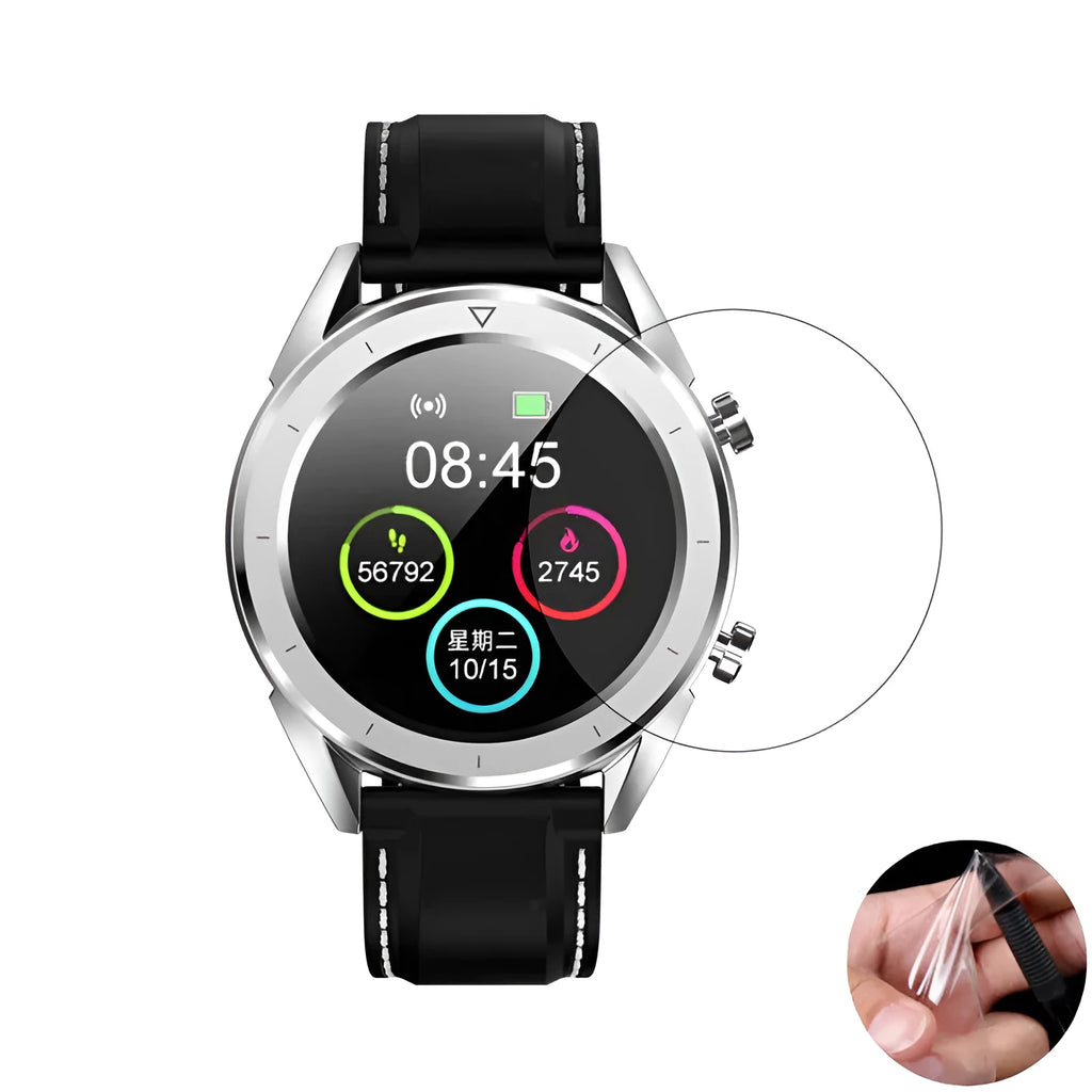 Three transparent matte tempered glass screen protector films for Ticwatch 2 smartwatch.