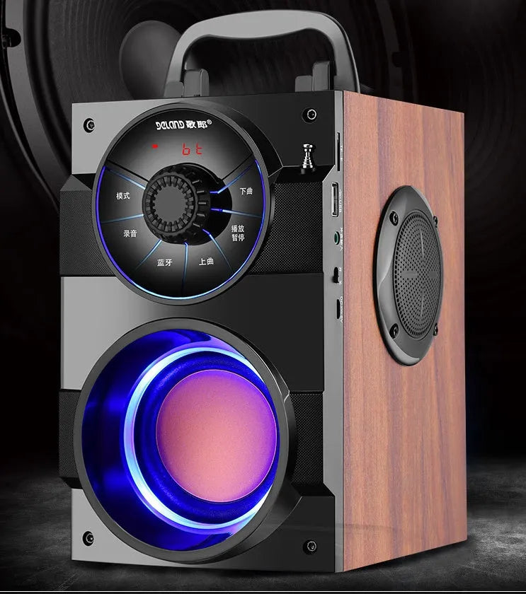 Black portable audio system with subwoofer and satellite speakers featuring 3.5mm connection