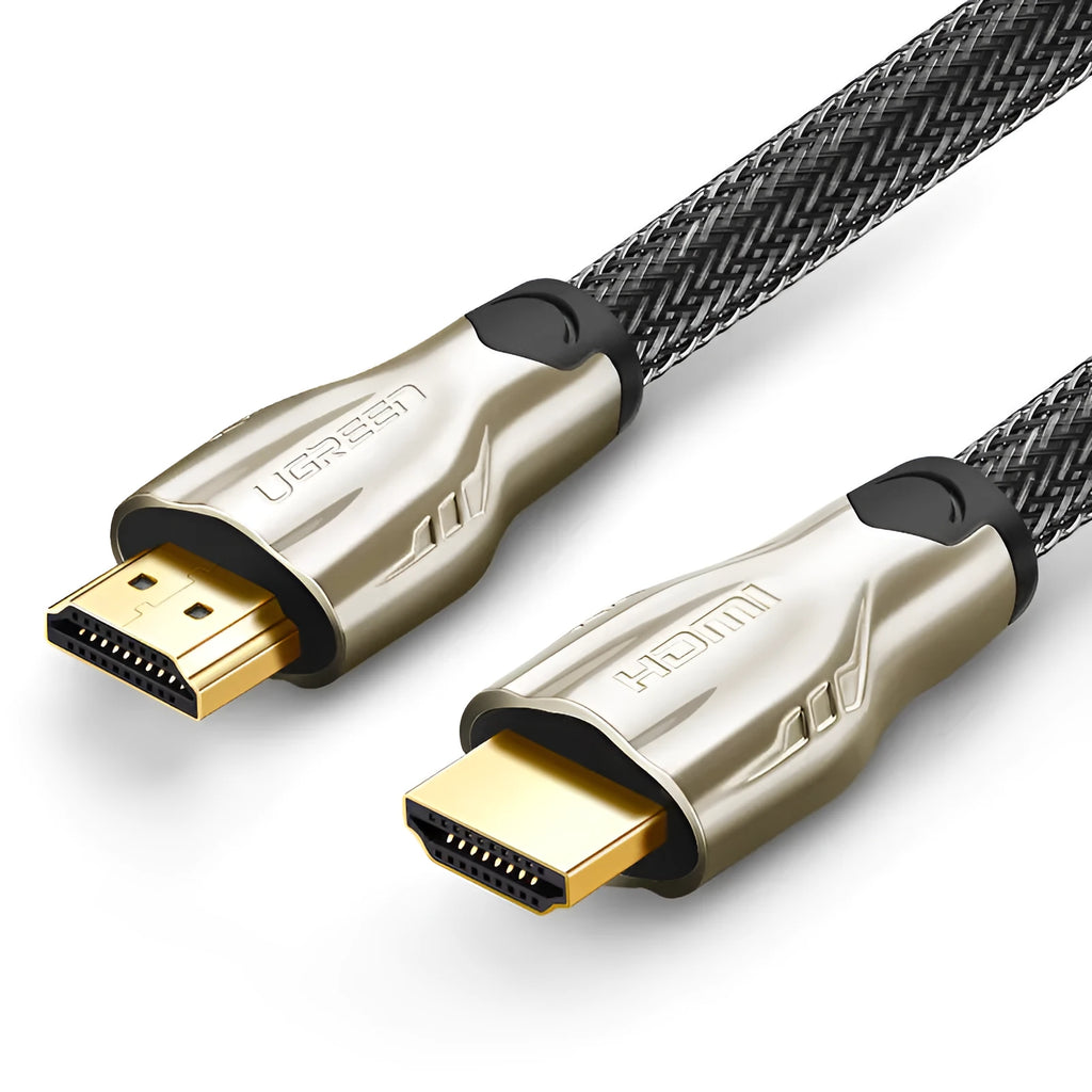 5-metre long black HDMI cable with gold-plated connectors on a white background.