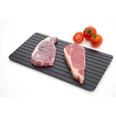Black aluminum defrosting tray for thawing frozen meat without electricity