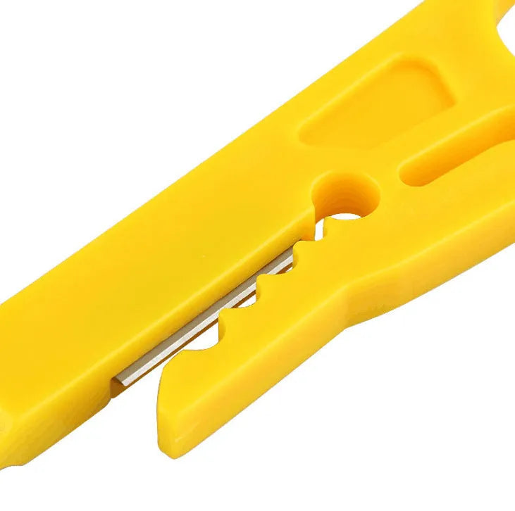 Yellow mini portable wire stripper tool with 0.6mm stripping diameter.