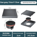 Gun grey 304 stainless steel courtyard floor drain for 15x15 cm openings