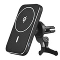 Black M6 magnetic wireless car charger bracket mounted in vehicle