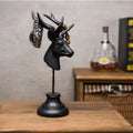Natural resin animal sculpture home decoration measuring 32cm height in black, white or wood colour